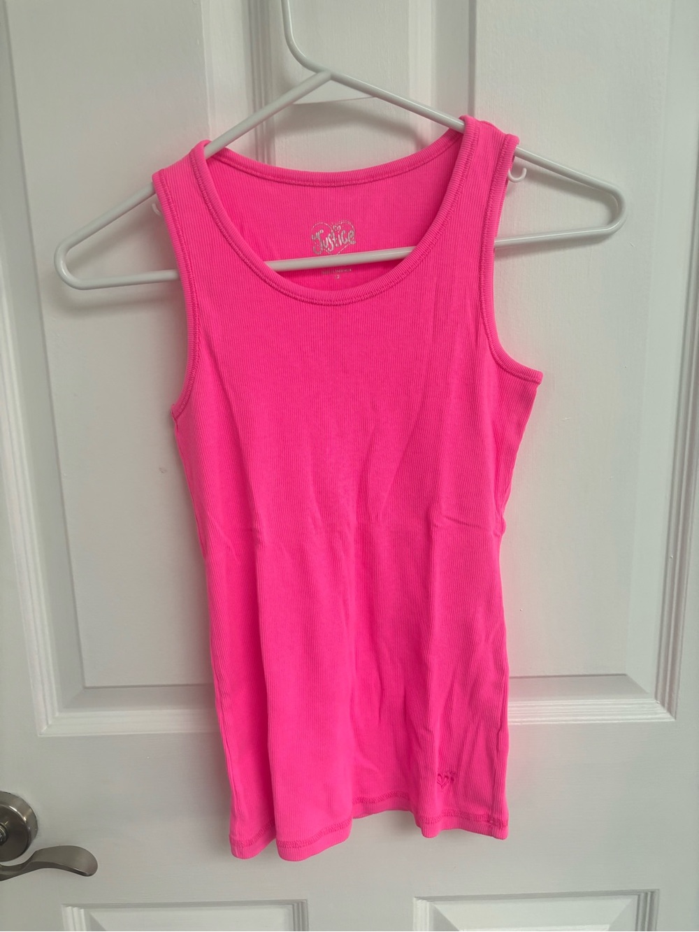 Justice Girls Bright Pink Ribbed Tank Top